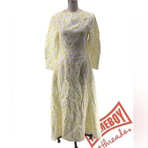 Reformation Yellow Long Sleeve Polka Dot Dress